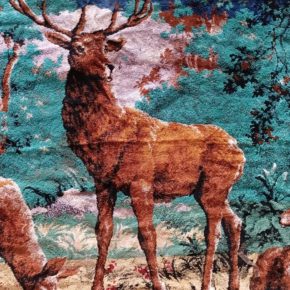 Vintage Deer Buck Forest Outdoorsman Wall Tapestry Rug Decor Italy Mid‎ Century